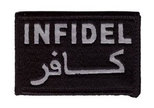 INFIDEL ARABIC REFLECTIVE HOOK FASTENER PATCH picture