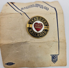 Seaboard Air Line RR 1 Year Safety Award Pin w/ Paper picture