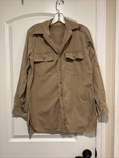 Vintage WWII Army Regulation Militaire Officer Shirt 14.5 - 23 Button Pocket Tee picture