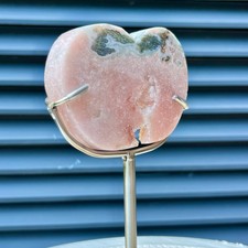530 g  Natural Pink Quartz Carving Mineral Specimen w/ Stand Collectible picture