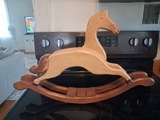 Vintage Rocking Horse Large Tabletop Hand Carved Primitive Country Solid Wood picture