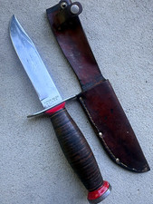 Vintage 1946-73 Schrade Walden USA sears bowie hunter Knife w/Sheath nice shape picture