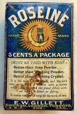 c1905-1915 Roseine E.W. Gillett Washing Compound Owl Moon Advertising Box picture