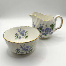Vintage Adderley “Forget Me Not” Fine Bone China Floral Creamer & Sugar Set picture