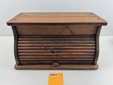Vintage Amish Handcrafted Roll Top Wooden Bread Box MCM Farmhouse Cottage Core picture