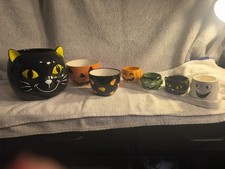 Yankee Candle Halloween Friends Lot Kookie Kitty Votive Tray Ceramic Bowls Set picture