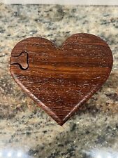 Heart Shaped PUZZLE BOX 4 Piece Wood Carved Trinket Keepsake Jewelry Purple Vtg picture