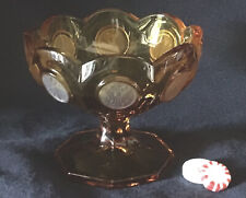 Vintage Fostoria Amber Coin Glass Footed Bowl Compote, Nut Or Candy Dish Pretty picture