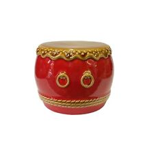 Chinese Red Ceramic Small Traditional Drum Shape Display ws3071 picture