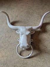 Vintage Cast Iron Steer Head Wall Mount/ Door Knocker/ Towel Holder picture