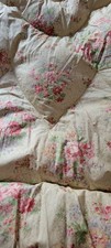 Sweet Vintage  Eiderdown Feather Quilt   Flower Bunches on Cream 44 x 60 inch  picture
