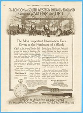 1917 Waltham Watch Co Waterloo Railroad Station London England Pocket Watch Ad picture
