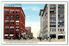 c1930s Third Street North From Broadway Hotel Cafe Muskogee Oklahoma OK Postcard picture
