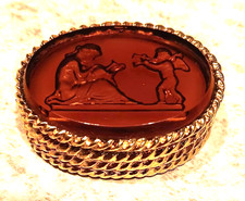 Vintage CORDAY FAME CREME w Intact Solid Perfume Mini Compact Glass Intaglio picture
