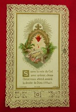 Antique SACRED HEART Lace Holy Card GATE OF HEAVEN French L. Dopter Paris 1899 picture