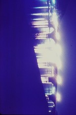 c1960's Agfachrome 35mm Slide, Light Reflections Night Scene blue purple City picture