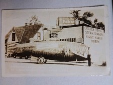 RPPC Postcard 1941 Night Hawk Cafe Huge Fish American Legion Parade Camdenton MO picture