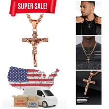Classic Rose Gold Plated Crucifix Necklace - Adjustable 22/26