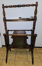 Antique Traditional Mahogany Wood Smoking Stand And Magazine Rack  picture