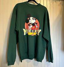 Vintage 90's Mickey Mouse Disney Green Crewneck Sweatshirt Size XL picture