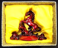 Sou Shan Chinese Red Stoneware Horse Pen Holder Sculpture Desk Decor picture