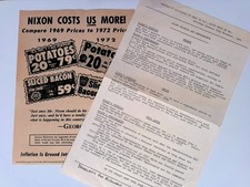 Anti Richard Nixon George McGovern Presidential Campaign 1972 Lot of 2 Flyers picture