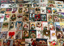 Huge~Lot of 100 Antique 1900's Holidays Greetings Postcards~2 Santa's~in sleeves picture