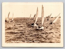 c. 1940s Sailboats Regatta Daytona Beach Florida Vintage B&W Photo Snapshot picture