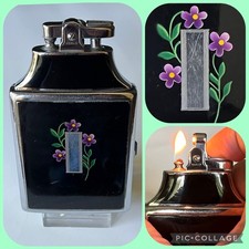 Art Deco Ronson Mastercase c.1930s Cigarette&Lighter Combo-Black Enamel-Working picture