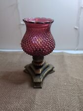 Fenton Glass Cranberry Candle Lamp   Brass Base. Candle Of Corporation America.  picture