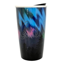 Starbucks Alaska Northern Lights Aurora Borealis Ceramic Travel Tumbler 12 oz picture