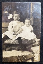 VINTAGE REAL PHOTO POSTCARD 1900'S GIRL AND HAPPY BABY P129 picture