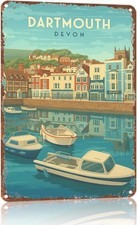 Vintage Dartmouth Devon Coastal Town Tin Metal Signs Home Décor 8x12 picture