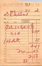 Wilson Bros Glass Co 1-21-1958 DR Gilbert Antique Letterhead Billhead 5A25 picture