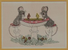 1967 Mice Playing Chess Funny Animal Art Soviet Vintage Cartoon Postcard picture