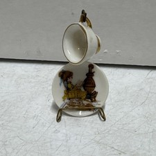 Vintage 1976 Roth Japan Miniature Cup & Saucer w Hanging Display Stand 1.25” picture
