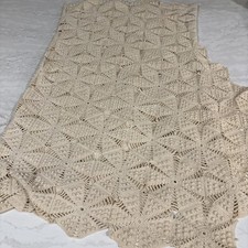 Vintage Crochet Table Runner 37x80 Circa 1950-60s Popcorn Stitch Hexagon picture