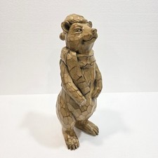 Vintage Style Standing Bear Figurine Resin Wood Look Lodge Decor picture