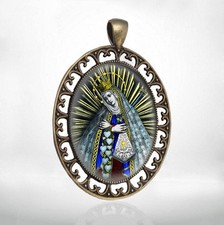 The Seven Sorrows Virgin Mary Dolorosa Medal Bronze Tone Christian Catholic picture