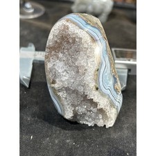 Blue Lace Agate Druzy Specimen Polished Banded Stone picture