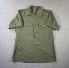 US Army OG-107 Vintage 60s/70s Sateen Utility Green Shirt Military Vietnam Era picture