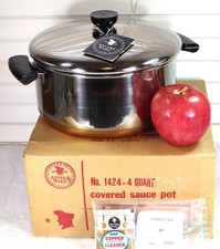 NIB NOS Revere Ware Pre-1968 4 QT Saucepan Dutch Oven Pan Copper Clad Bottom picture