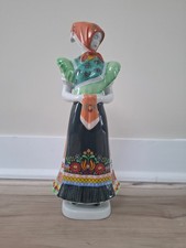 Vintage Hollóháza Porcelain Folk Girl Figurine in Traditional Matyó Costume picture