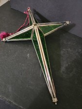 Star Of Bethlehem Star Green Textured Glass With Silver Made In India picture