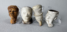 Lot (4) Antique White Clay Tavern Tobacco Pipe Carved Heads / Late 19th Century picture