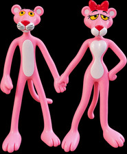 Vintage Pink Panther Figurines Pair United Artists Corp China Pink Toys picture