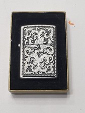 2002 Zippo Lighter Ornate Scroll Engraved Chrome w/ Original Box Made In USA picture