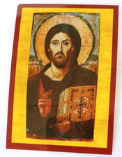 Christ Blessing Pantocrator of Sinai laminated Greek icon prayer card 4x3 inch picture