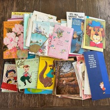 140+ Lot Used VTG Birthday Greeting Cards 1940s-1970s Scrapbooking Art Ephemera picture