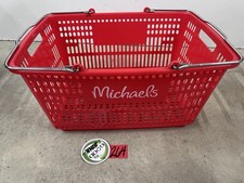 Vintage Red Michaels Store Shopping Basket Red Plastic w Metal Handles picture